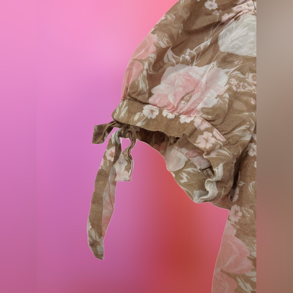 Urban Outfitters Coquette Brown & Pink Floral Babydoll Dress - Size Medium - Picture 11 of 12